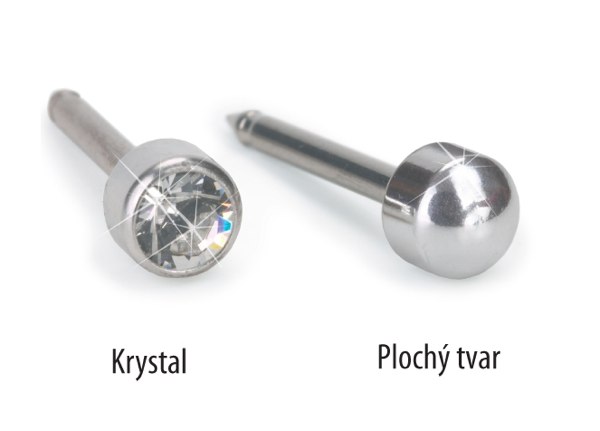 Náhradní kazeta s titanovými náušnicemi, přírodní titan, KRYSTAL 4 mm, 10 ks