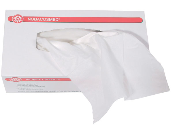 NOBACOSMED, bílé univerzální kosmetické ubrousky v dispenzeru, 21 x 22 cm, 100 ks