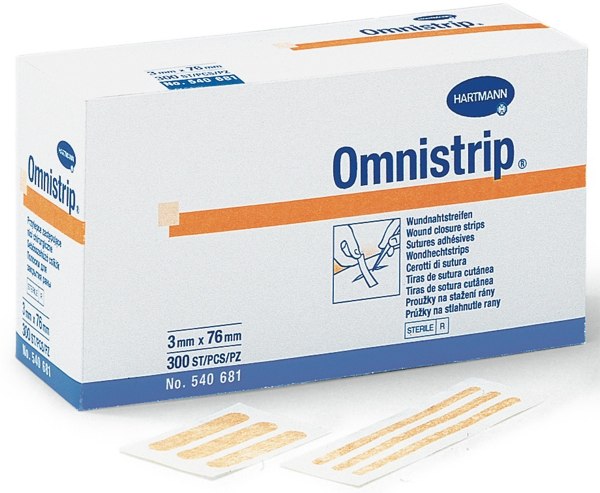 OMNISTRIP, náplasťové proužky na stažení rány, 6 x 38 mm, 6 ks