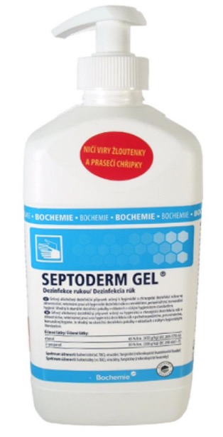 SEPTODERM GEL, alkoholová gelová dezinfekce rukou, láhev s pumpičkou, 500 ml