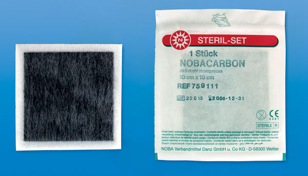 NOBACARBON, sterilní krytí s aktivovaným uhlíkem, rozměry 10 x 20 cm