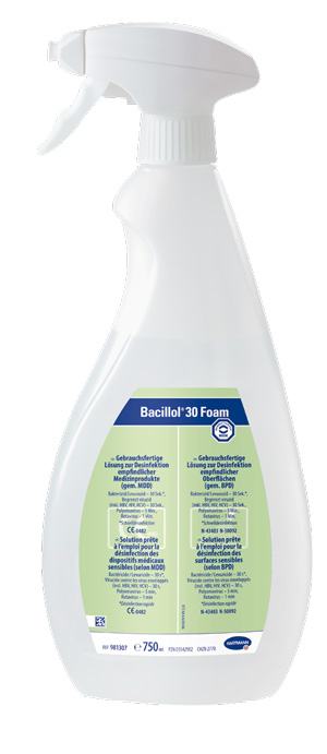 BACILLOL 30 SENSITIVE FOAM, rychlá alkoholová dezinfekce, láhev 750 ml, včetně pěnovače