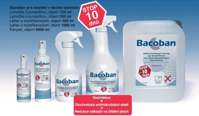 BACOBAN, dezinfekční prostředek na plochy zdravotnických prostředků, láhev bez rozprašovače, 500 ml