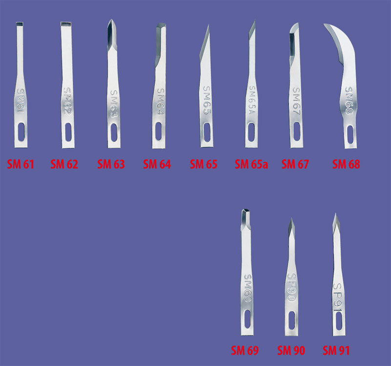 Skalpelová čepelka FINE, figura SP90, box s 25 kusy