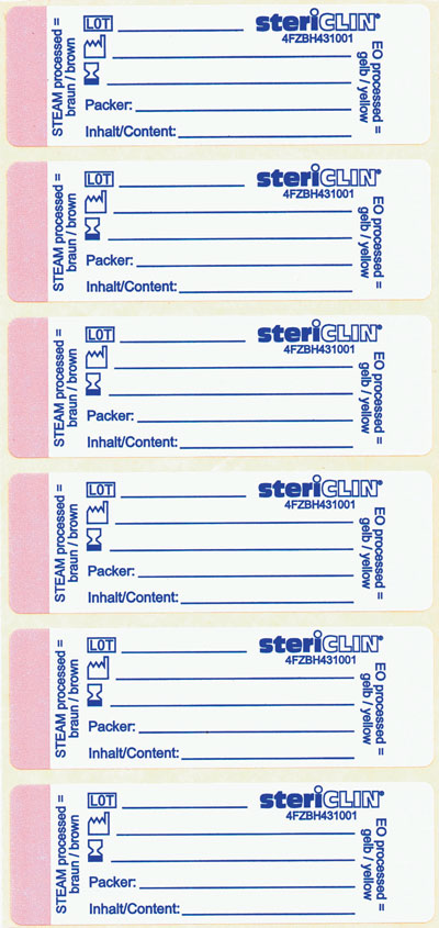 STERICLIN NÁLEPKA, indikátor parní a EO sterilizace, samolepicí, 75 x 25 mm