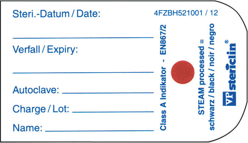 STERICLIN NÁLEPKA, indikátor parní sterilizace, samolepicí, 60 x 40 mm