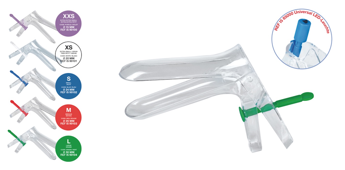 CUSCO PLUS, sterilní plastové zrcadlo, šířka 30 mm (large, zelená), zarážka, 100 ks