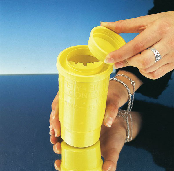 SERVOBOX, nádoba na použité jehly, vysoká (i pro stříkačky), nádoba žlutá, 500 ml