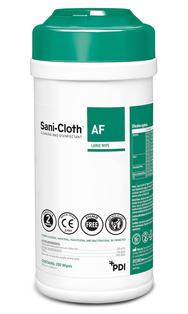 SANI-CLOTH AF, univerzální dezinfekční ubrousky, 20 x 20 cm, balení s 200 ks