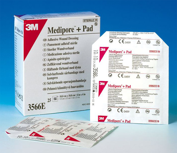 Medipore, sterilní hypoalergenní obvaz s polštářkem, 5 x 7,2 cm, 50 ks