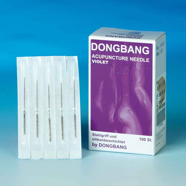 DONG BANG, akupunkturní jehla, fialová, s ocelovou násadou, 0,30 x 50 mm, 100 ks